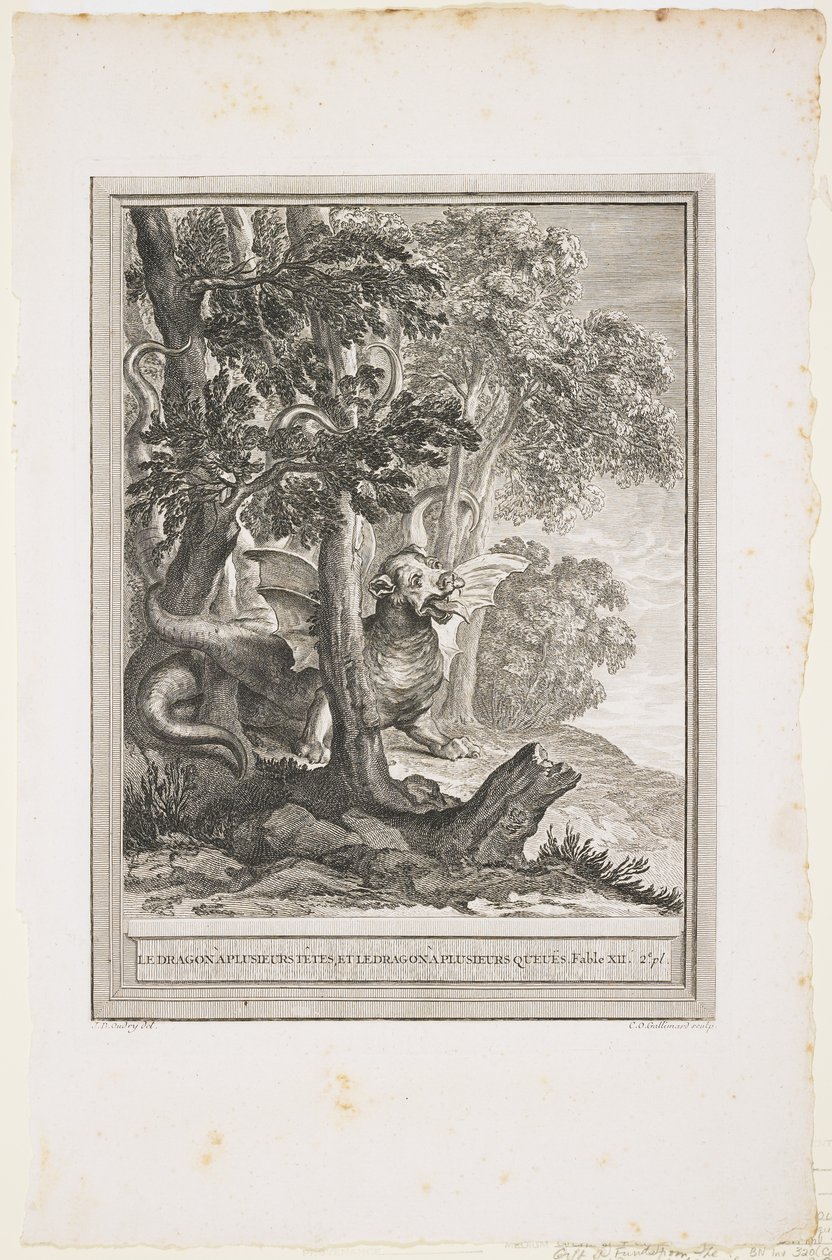 कई पूंछों के ड्रैगन, कल्पित बारहवीं, सी 1753-1755 द्वारा जीन बैप्टिस्ट ओड्री