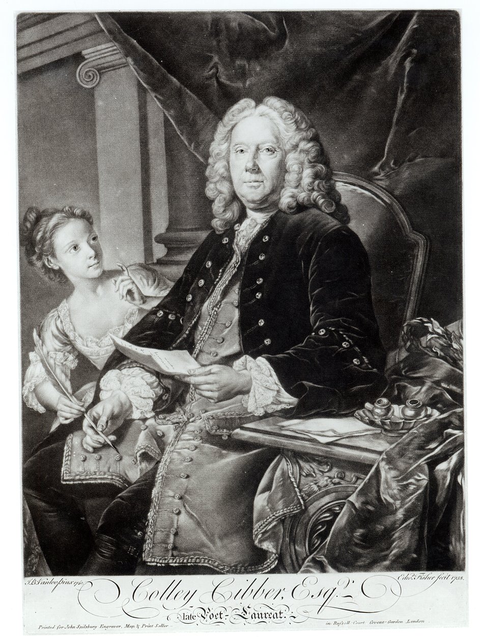 Colley Cibber (1671-1757) 1758, एडवर्ड फिशर द्वारा उत्कीर्ण द्वारा जीन बैप्टिस्ट वेनलो