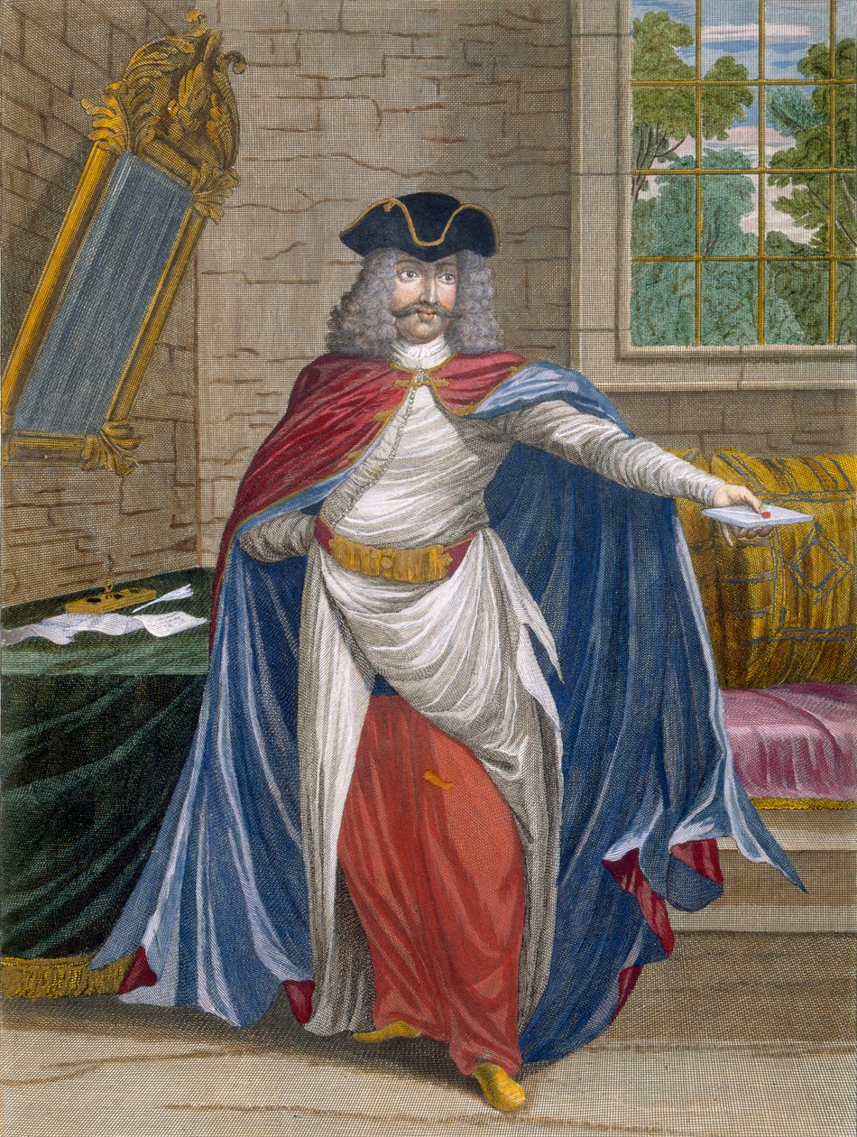 फ्रांसीसी व्यापारी, चार्ल्स डी फेरिओल द्वारा &39;द वन ऑफ द हंड प्रिंट्स द डिफरेंट नेशंस द लेफ्टिनेंट द नेशन्स का प्रतिनिधित्व&39; से प्लेट 61, 1707-08 (गेरार्ड स्कॉचिन) द्वारा जीन बैप्टिस्ट वेनमोर