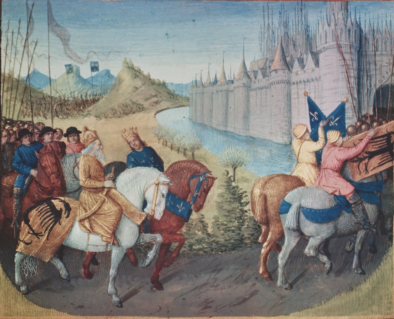 एमएस फ्र। 6465 fol.202 लुई VII की प्रविष्टि (c.1120-80) फ्रांस के राजा और कॉनराड III (1093-1152) क्रूसेड्स 1147-49 के दौरान जर्मनी के राजा कॉन्स्टेंटिनोपल (38992 भी देखें) द्वारा जीन फौक्वेट