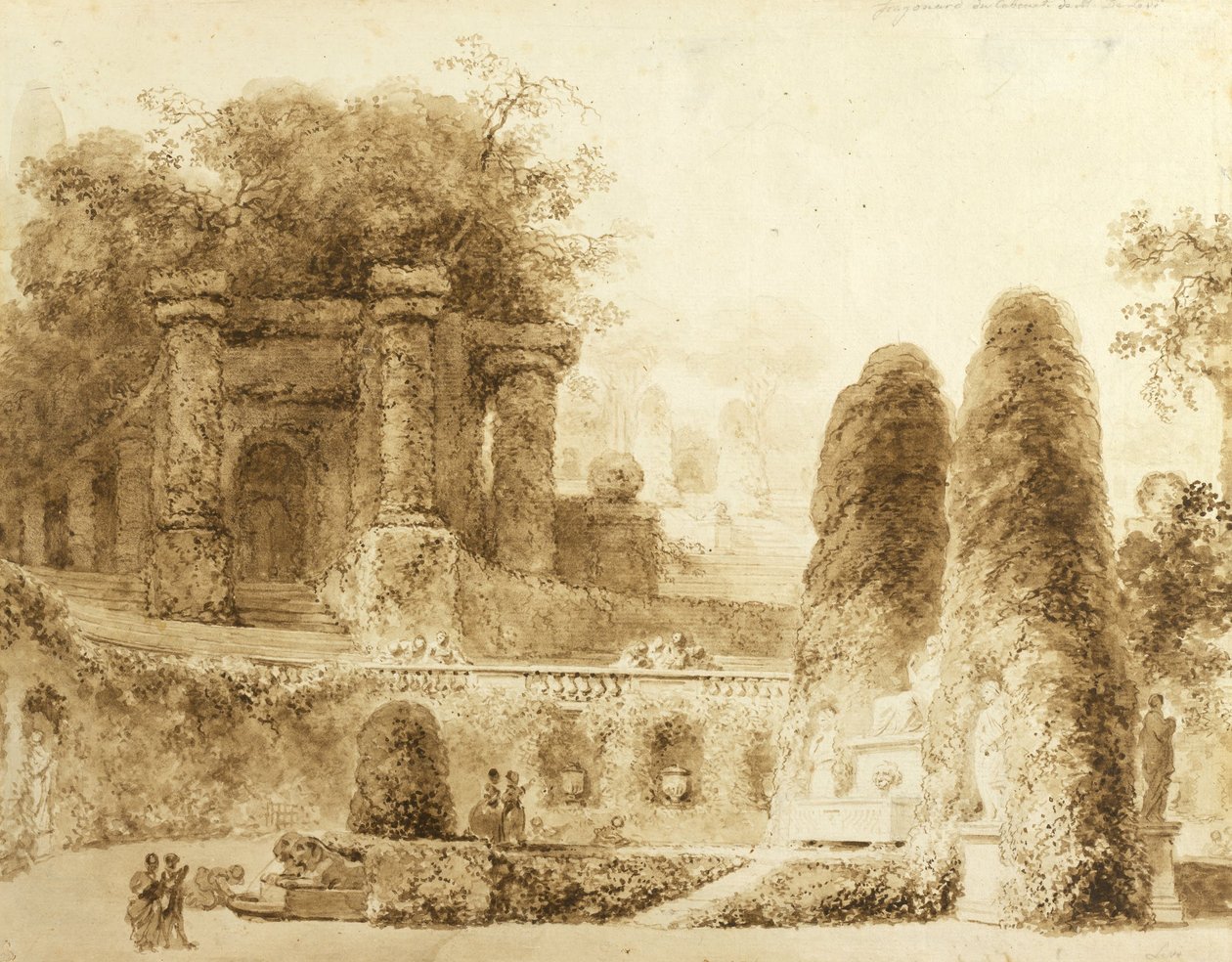 फाउंटेन के साथ रोमन पार्क, 1774 द्वारा जीन ऑनर फ्रैगनार्ड