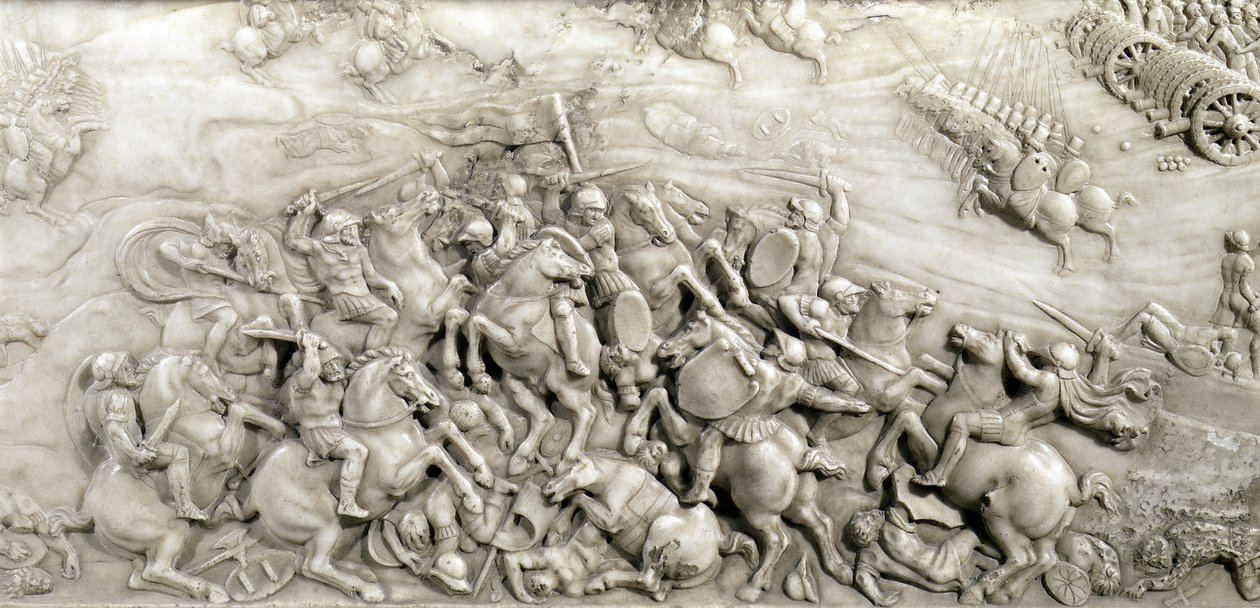 अग्नाडेलो की लड़ाई, 14 मई, 1509, लुईस XII (1462-1515) और ब्रिटनी के ऐनी (1496-1533) 1515 (संगमरमर) के मकबरे से विस्तार द्वारा जीन मैं जस्टी