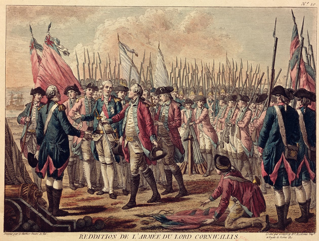 यॉर्कटाउन का आत्मसमर्पण, 17 अक्टूबर 1781 द्वारा जीन जैक्स फ्रेंकोइस ले बारबियर