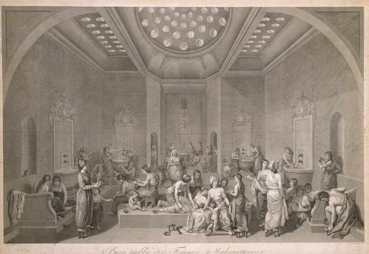 रॉबर्ट डेलौने (1749-1814) द्वारा उकेरी गई महिला स्नान के लिए सार्वजनिक स्नान द्वारा जीन जैक्स फ्रेंकोइस लेब्बर