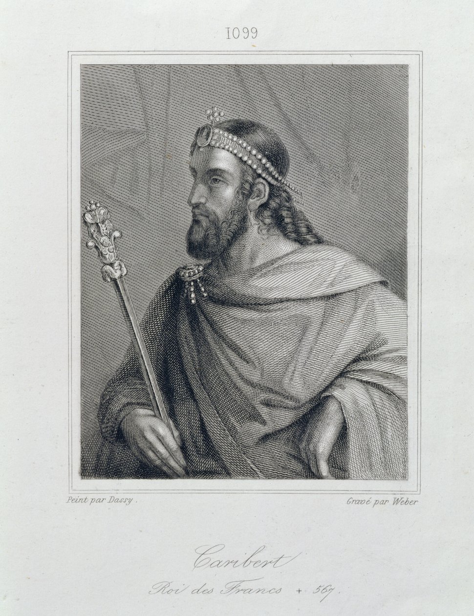 वेबर द्वारा उत्कीर्ण कारिबर या चेरबर्ट (d.567) फ्रैंक्स के राजा द्वारा जीन जोसेफ डेज़ी