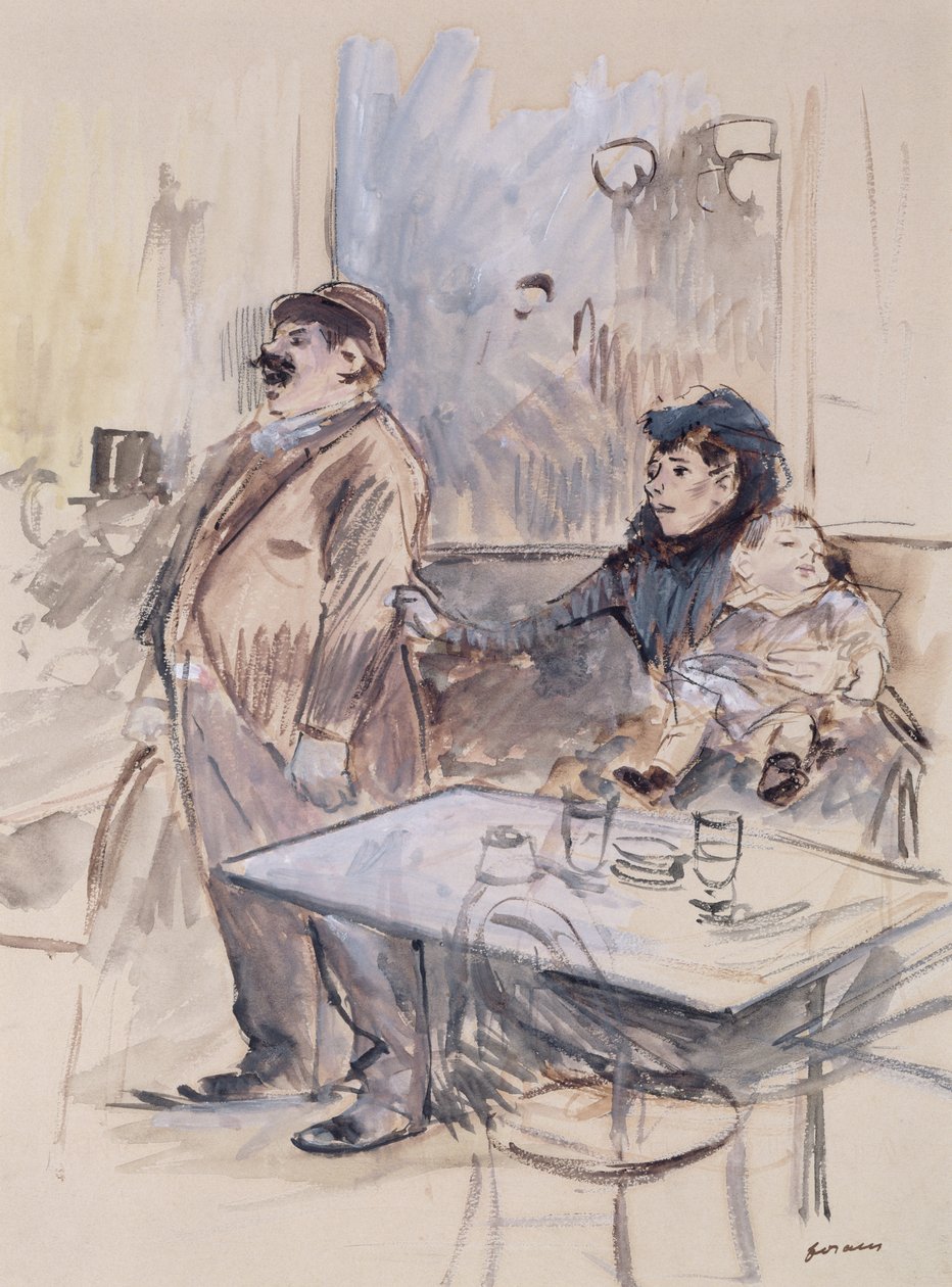 Absinthe, c.1885 (wc और gouache पेपर पर द्वारा जीन लुइस फोरैन