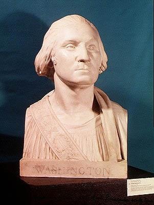 जॉर्ज वॉशिंगटन की प्रतिमा (1732-99) c.1785 (संगमरमर) द्वारा जीन एंटोनी हौडन