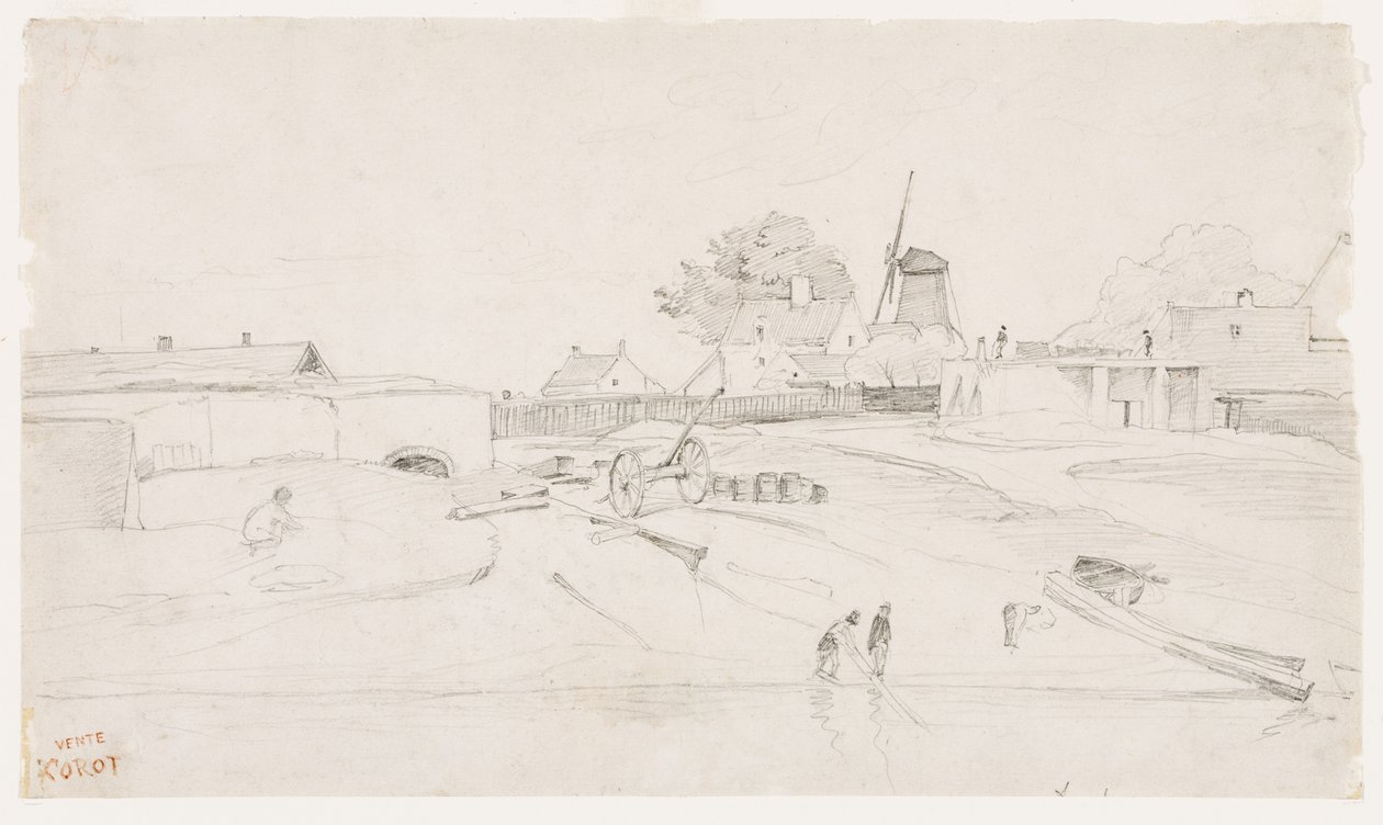 डनकिर्क में पवनचक्की, c.1830 द्वारा जीन बैप्टिस्ट केमिली कोरोट