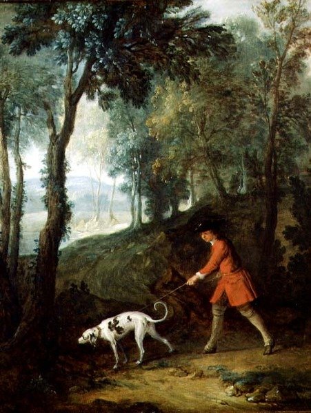 द हंट्समैन विथ ए टफटर ऑन ए लीश, c.1727 (कैनवास पर तेल) द्वारा जीन बैप्टिस्ट ओड्री