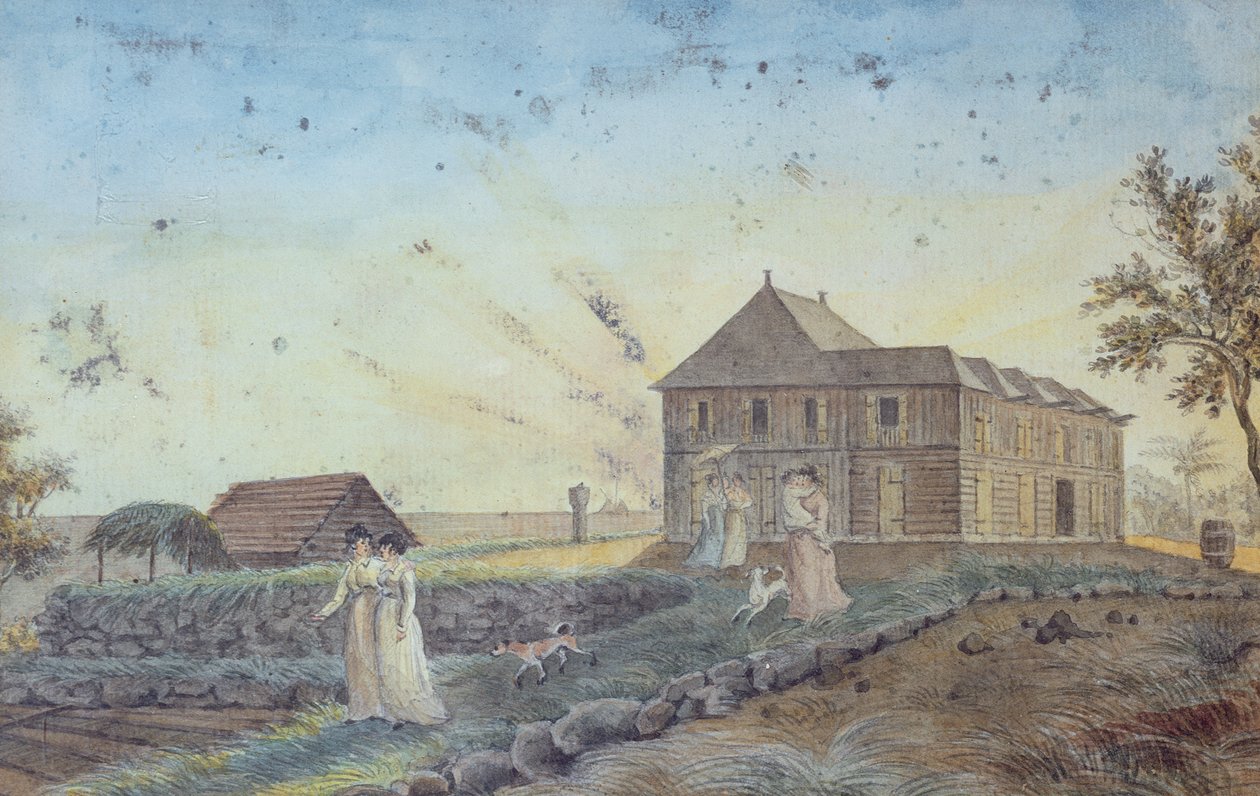 टहलने के लिए परिवार की स्थापना, Ile de la Reunion, c.1813 द्वारा जीन जोसेफ पाटू डी रोजमोंट