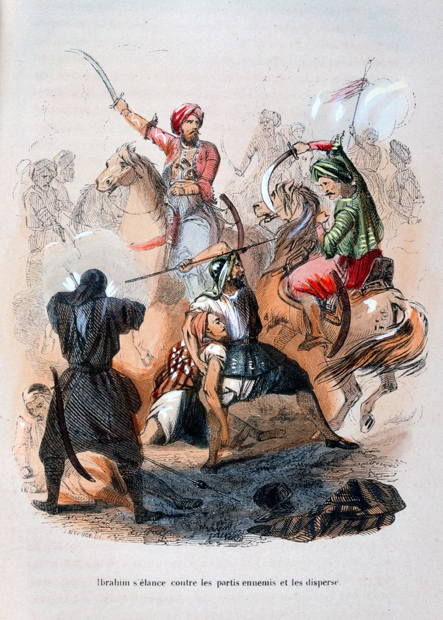 इब्राहिम पाशा, वहाबियों से लड़ते हुए, सऊदी अरब, 1811-1818 1847 द्वारा जीन एडोल्फ बीज़