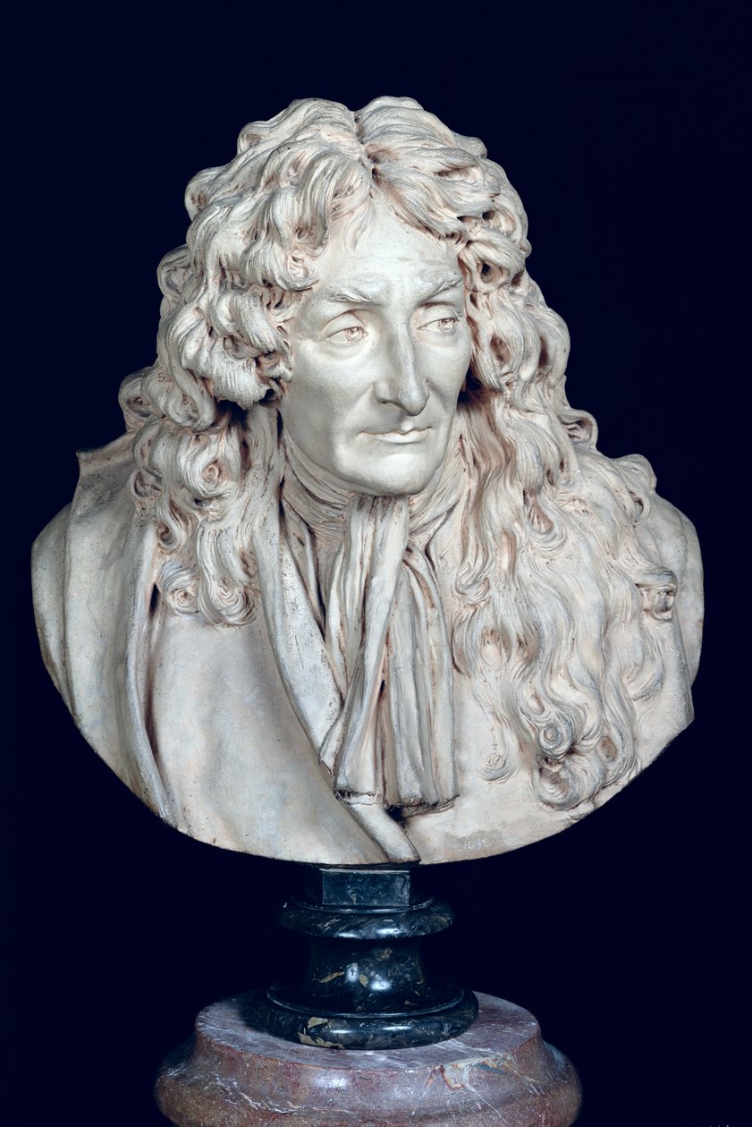 जीन डे ला फॉनटेन की बस्ट (1621-95) 1692 (मिट्टी) द्वारा जीन एंटोनी हौडन