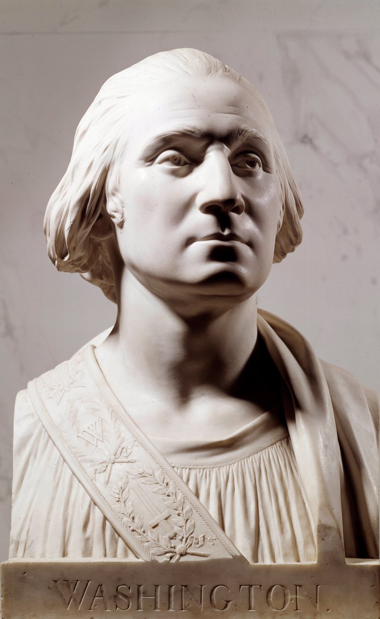 जॉर्ज वाशिंगटन द्वारा मार्बल बस्ट (1732-1789) जीन एंटोनी हौडॉन द्वारा मूर्तिकला (1741-1828) 1786 पेरिस, मुसी डु लौवर द्वारा जीन एंटोनी हौडन