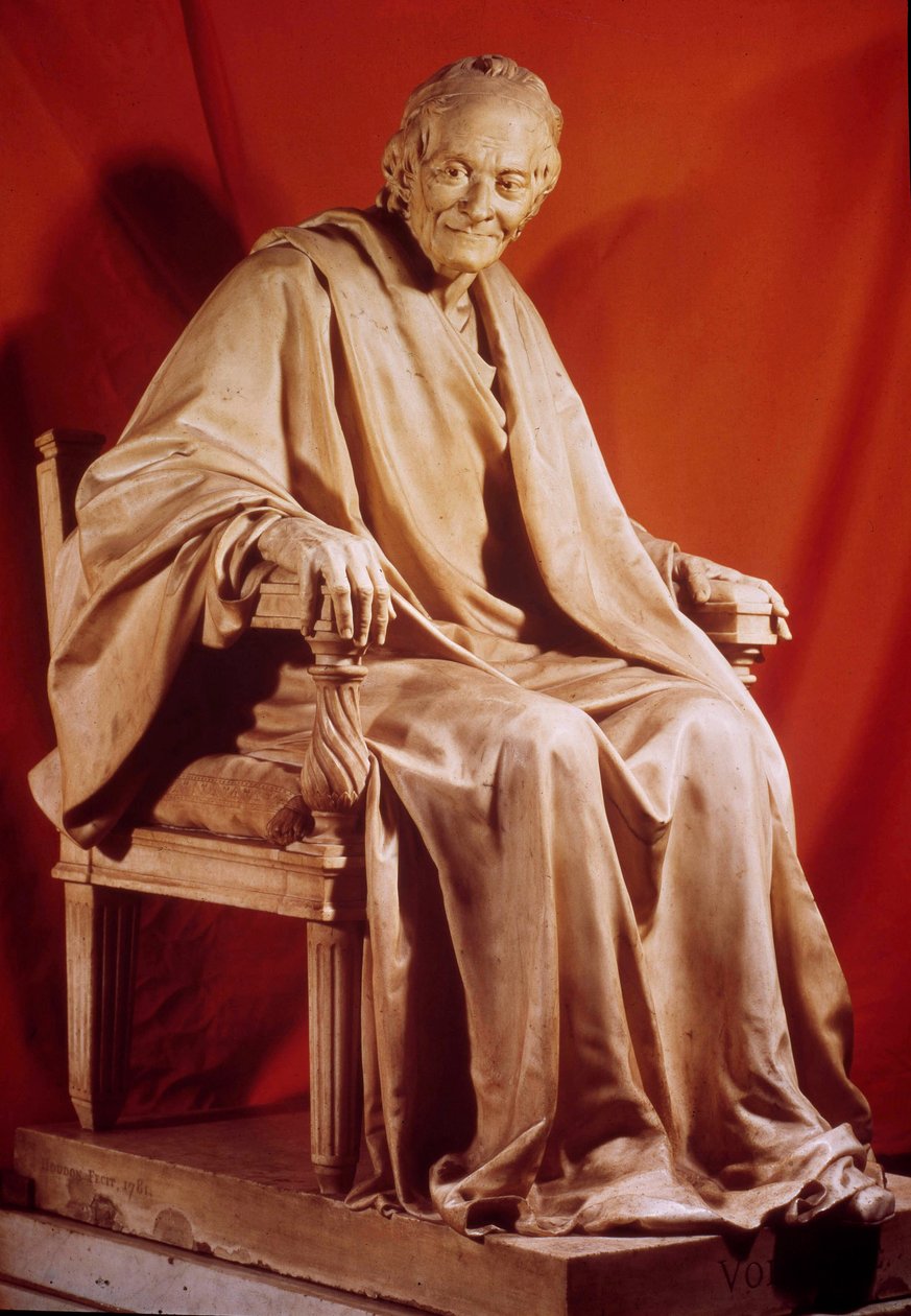 वोल्टेयर का पोर्ट्रेट (फ्रेंकोइस मैरी अरौएट) (1694-1778)। जीन एंटोनी हौडॉन (1741-1828) द्वारा मूर्तिकला 18 वीं शताब्दी पेरिस, फ्रांसीसी कॉमेडी द्वारा जीन एंटोनी हौडन
