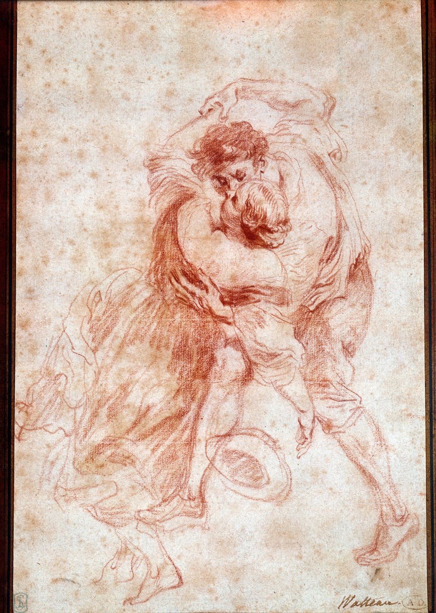 ड्रा चुंबन जीन एंटोनी Watteau (1684-1721) के खून है। 18 वीं सदी। पेरिस, लौवर संग्रहालय द्वारा जीन एंटोनी वट्टू