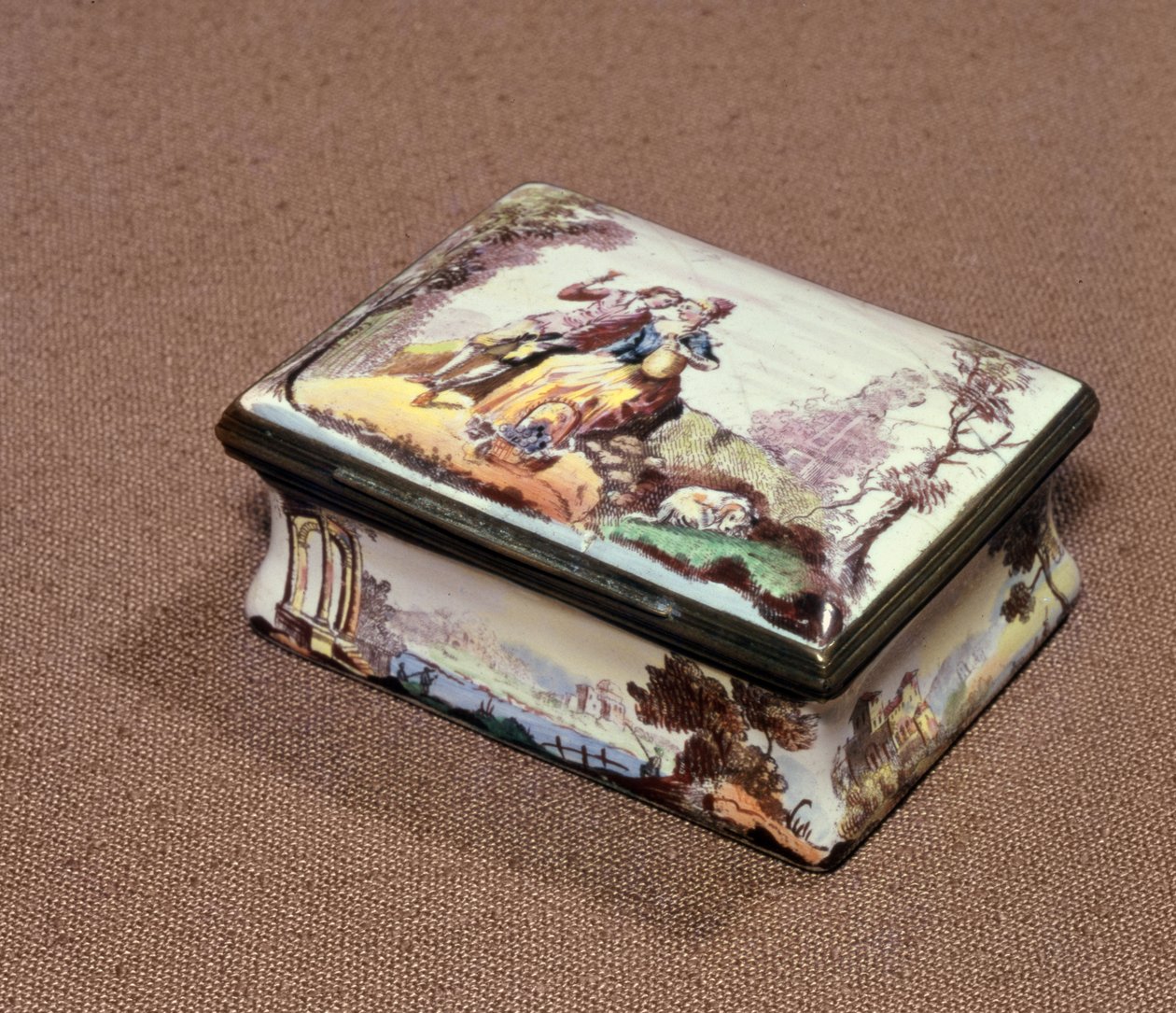 स्नफ़बॉक्स, बर्मिंघम, c.1756 (स्थानांतरण मुद्रित तामचीनी) द्वारा जीन एंटोनी वट्टू