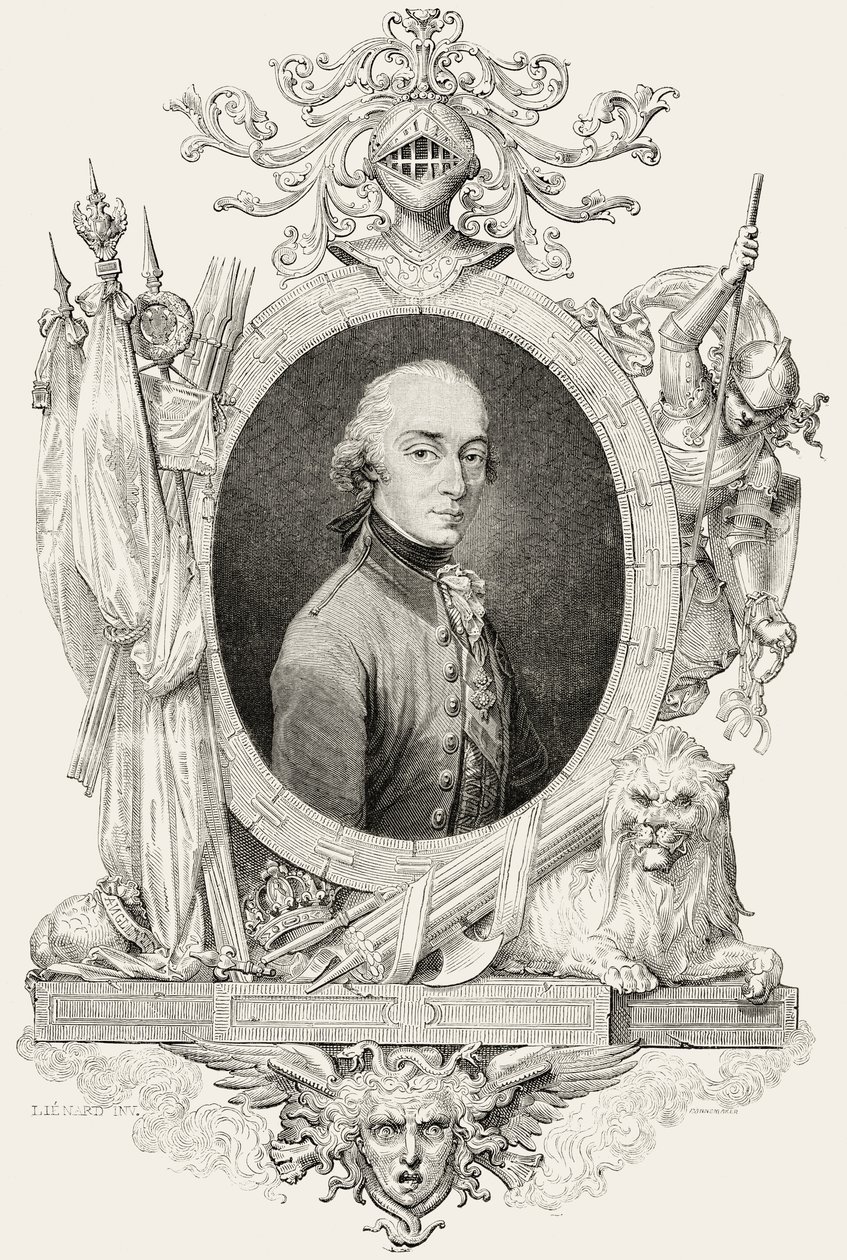 चार्ल्स XIV (1763-1844): स्वीडन और नॉर्वे के राजा और पोंटे कोरवो के राजकुमार, पनेमेकर (उत्कीर्णन) द्वारा उकेरे गए द्वारा जीन बैप्टिस्ट (बाद) लियनार्ड