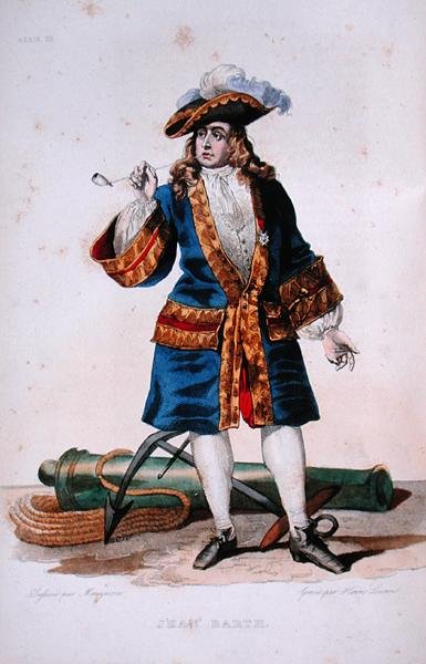 जीन बार्ट का पोर्ट्रेट (1651-1702) c.1830 (रंगीन उत्कीर्णन) द्वारा जीन बैप्टिस्ट (बाद में) मौज़ैसे