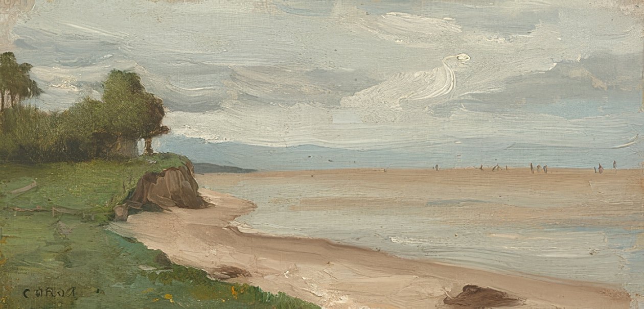 Etretat में समुद्र तट। 1872 के आसपास द्वारा जीन बैप्टिस्ट केमिली कोरोट
