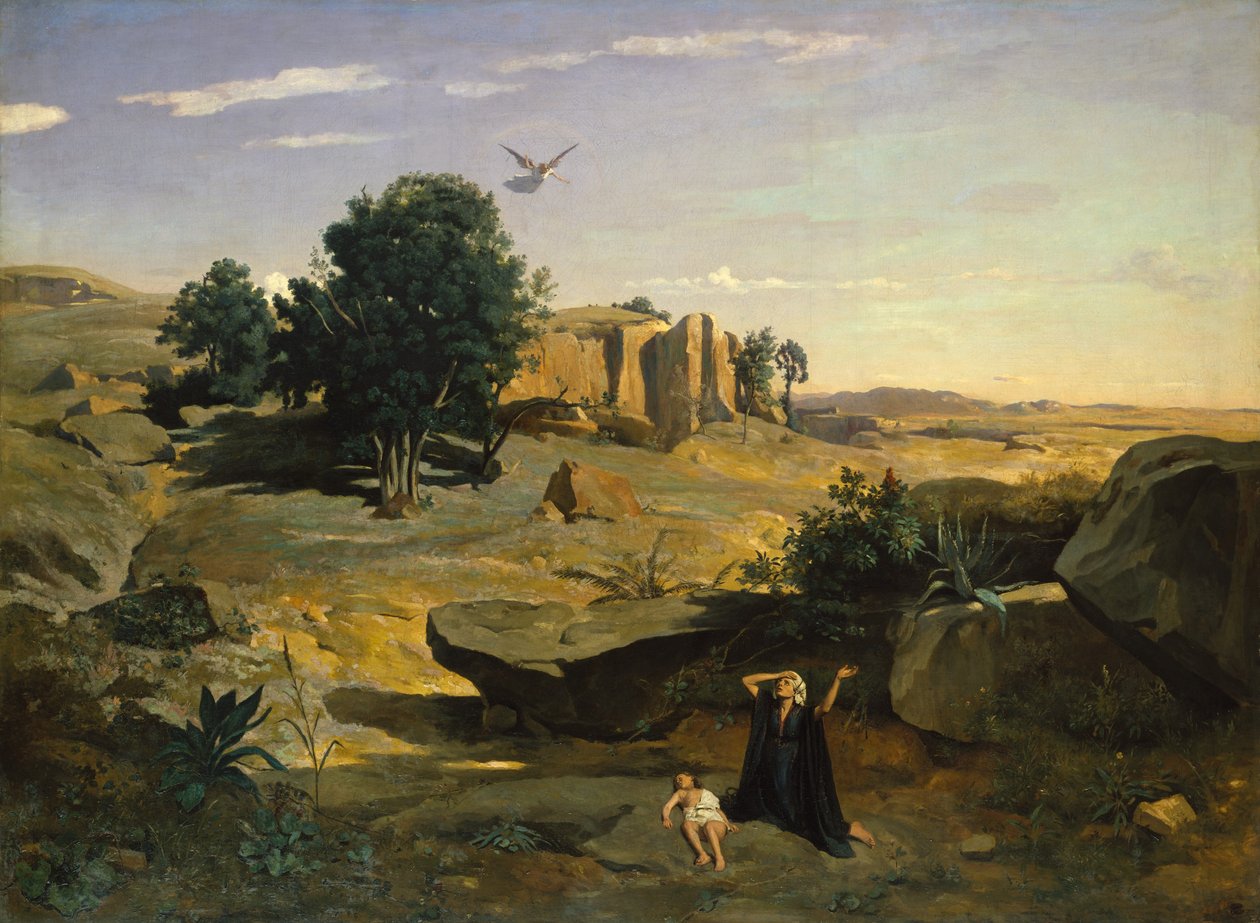 जंगल में हाजिरा, 1835। द्वारा जीन बैप्टिस्ट केमिली कोरोट