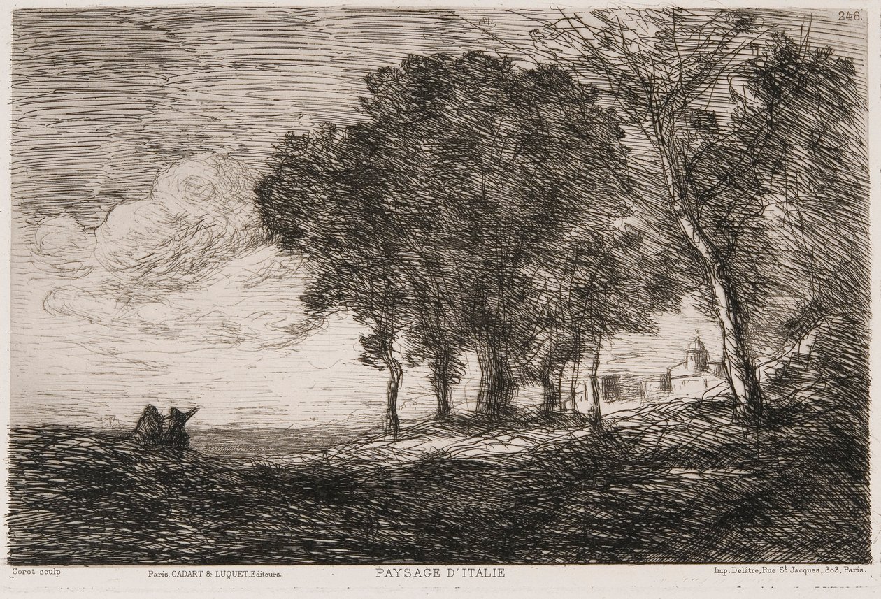 इतालवी लैंडस्केप, c1865। द्वारा जीन बैप्टिस्ट केमिली कोरोट