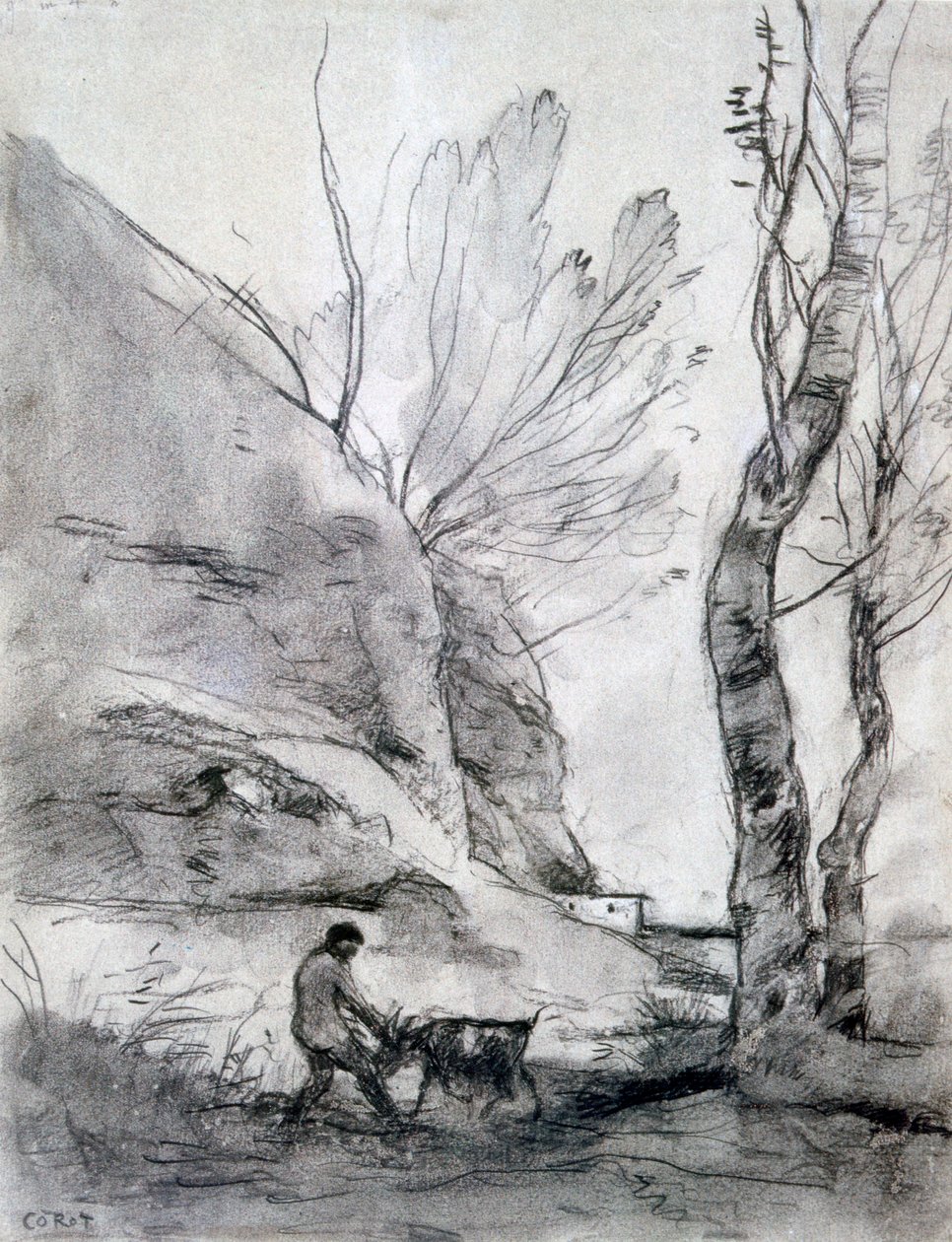 बकरी के साथ मैन स्ट्रगल, c1816-1875 द्वारा जीन बैप्टिस्ट केमिली कोरोट