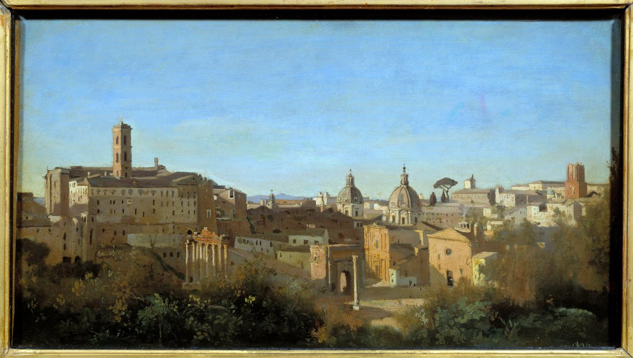 रोम, फ़ार्नीज़ गार्डन से देखा गया मंच। केमिली कोरोट की पेंटिंग (1796-1875) द्वारा जीन बैप्टिस्ट केमिली कोरोट