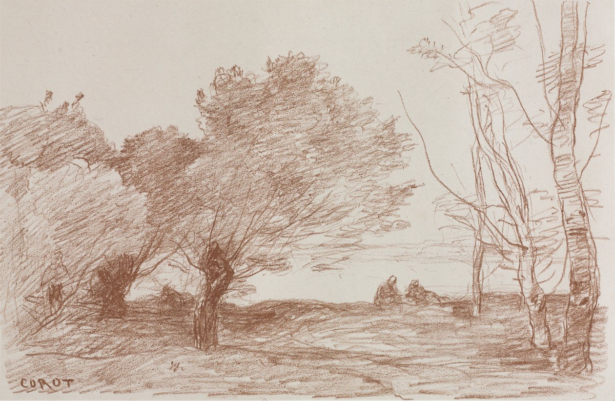 विलो और पोपलर, 1871। द्वारा जीन बैप्टिस्ट केमिली कोरोट