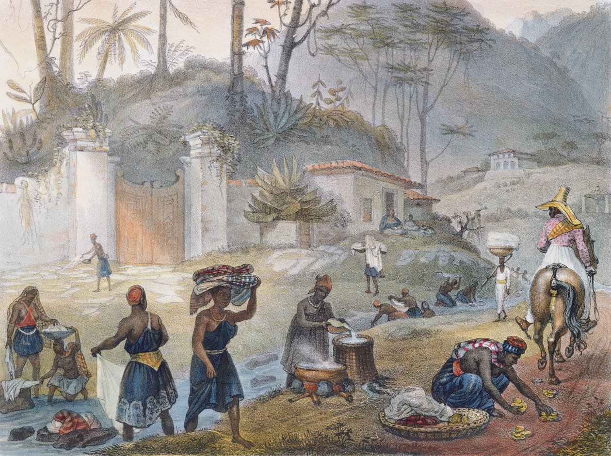 1839 में &39;क्वेंट एंड हिस्टोरिकल ट्रैवल इन ब्राज़ील&39; नामक एक नदी द्वारा ब्लैक वाशरवोमेन द्वारा जीन बैप्टिस्ट डेब्रेट
