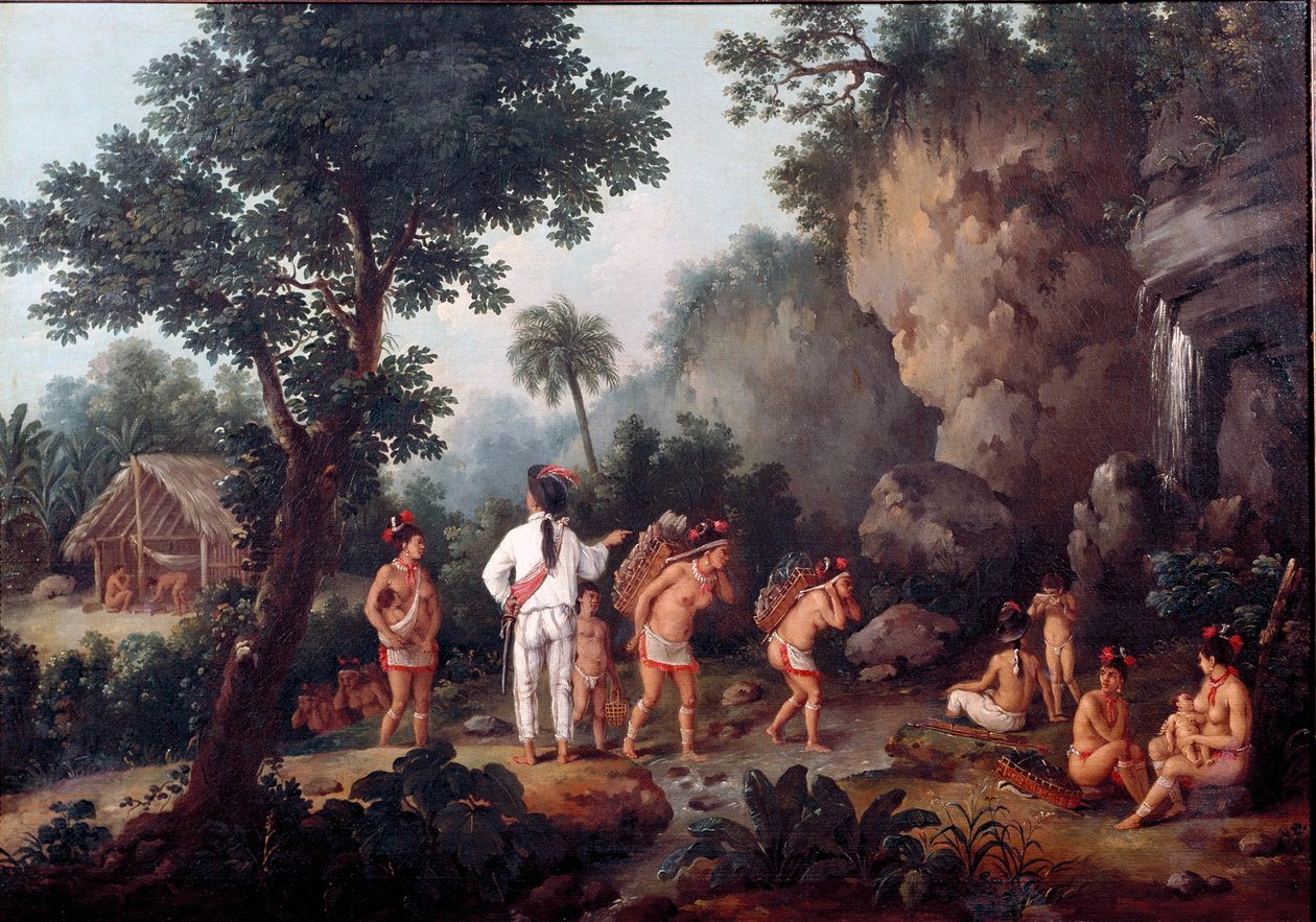 गुलामी; "" गुलामों का शिकार""" भारतीय परिवारों (ब्राजील से?) जीन बैप्टिस्ट डेब्रेट द्वारा पेंटिंग (1768-1848)। तेल के रंगों से केन्वस पर बना चित्र। साओ पाउलो, ब्राजील का संग्रहालय। द्वारा जीन बैप्टिस्ट डेब्रेट
