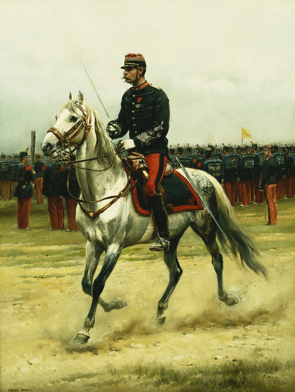 एक कैवलरी अधिकारी पासिंग ट्रूप्स, 1885 द्वारा जीन बैप्टिस्ट एडौर्ड डिटेल