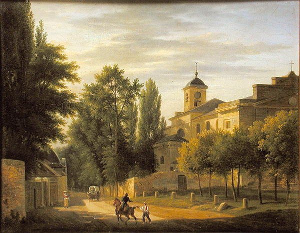 C.1820 में विले dAvray के चर्च का दृश्य द्वारा जीन बैप्टिस्ट गेब्रियल लैंग्लस