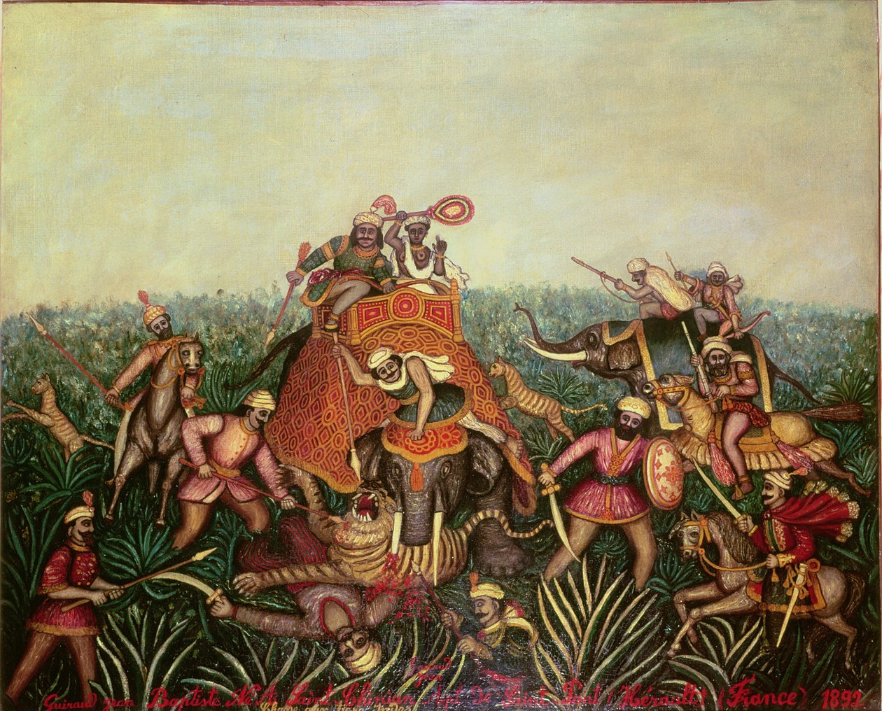 टाइगर हंट, 1892 द्वारा जीन बैप्टिस्ट गुरिराड