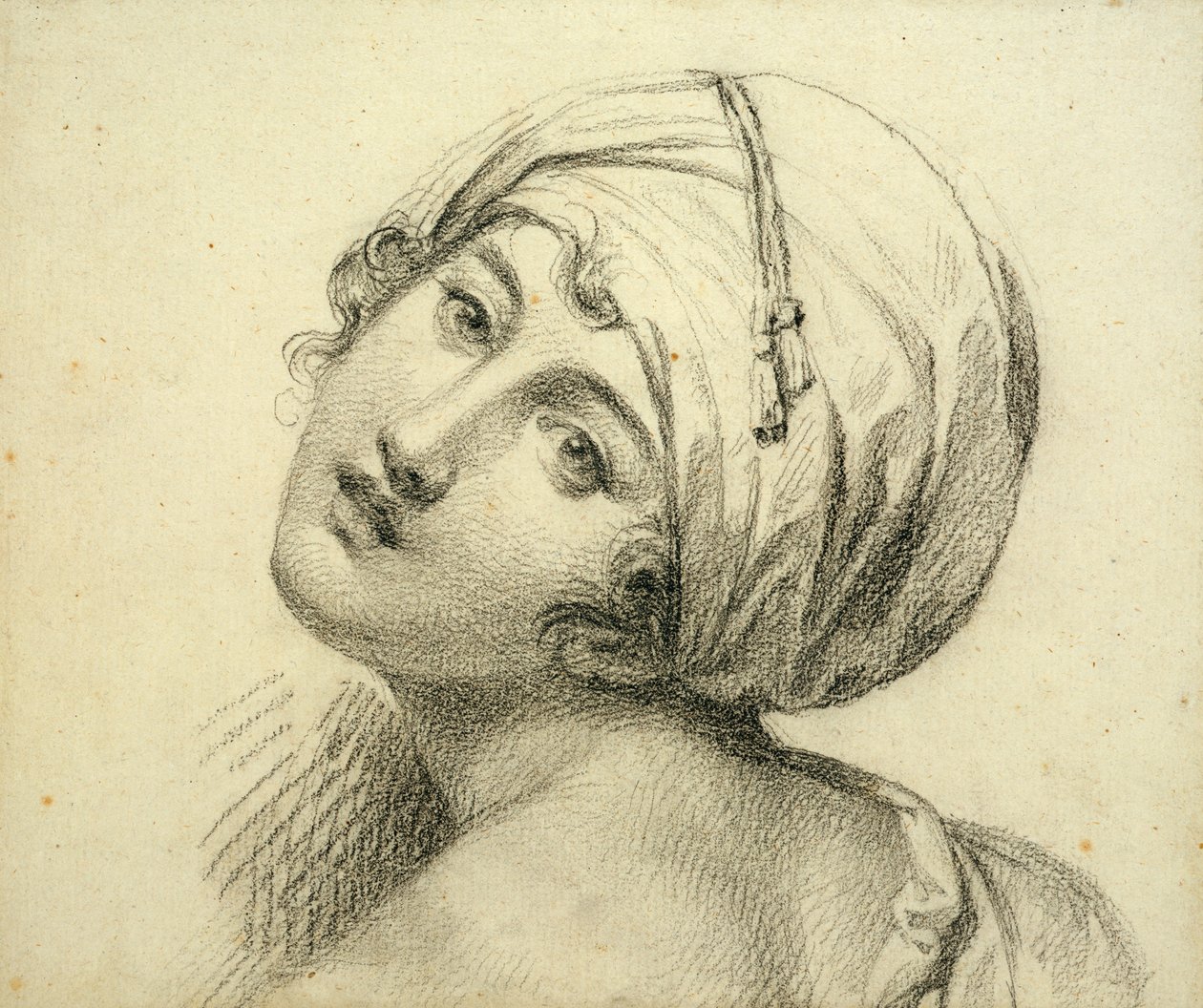 एम्मा का पोर्ट्रेट (c.1765-1815) लेडी हैमिल्टन (कागज पर काला चाक) द्वारा जीन बैप्टिस्ट जोसेफ वाइकर