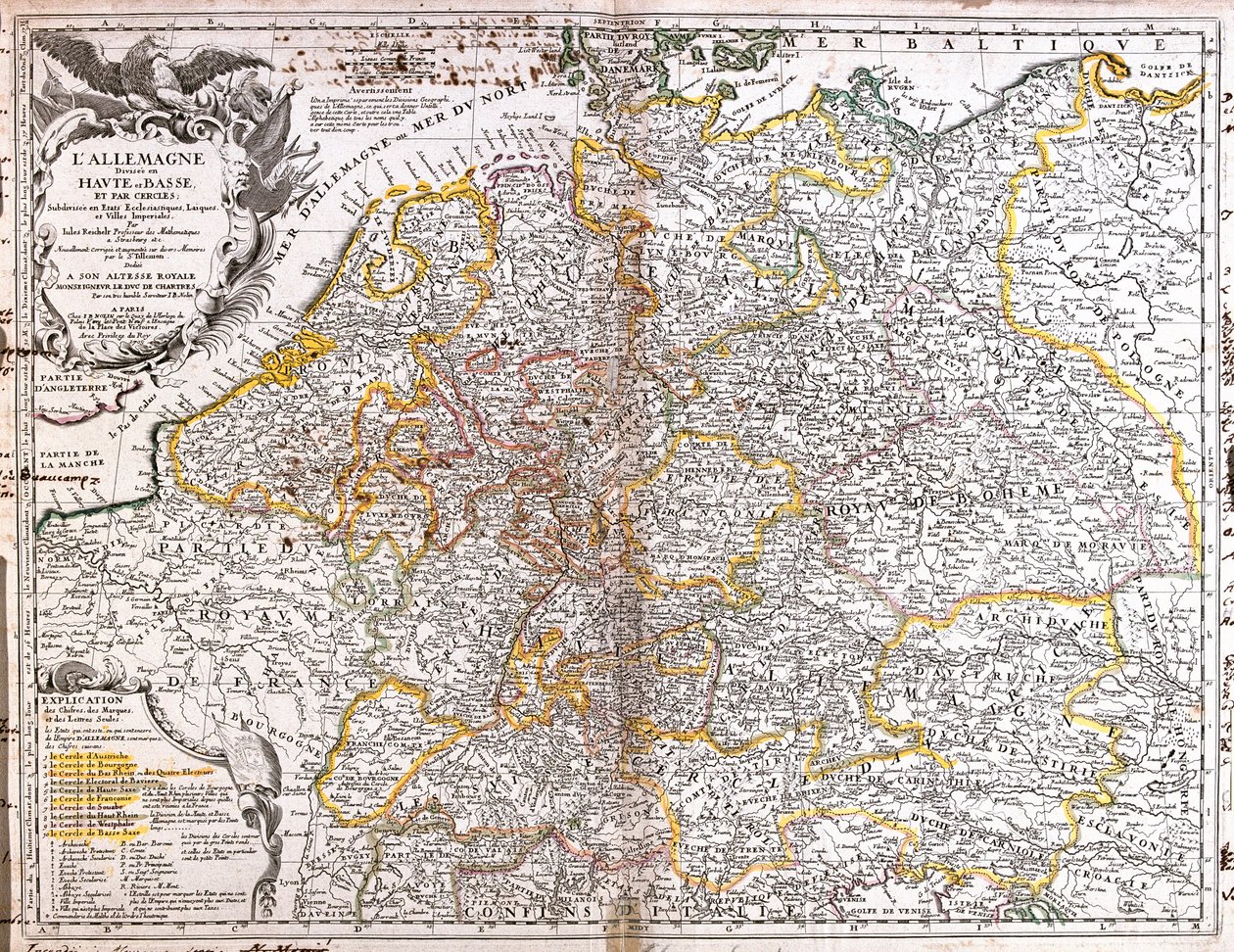 जर्मनी का नक्शा (1703) (उत्कीर्णन) द्वारा जीन बैप्टिस्ट नोलिन