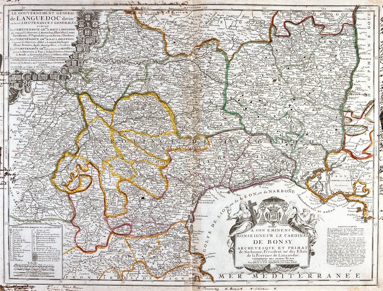 लैंगेडोक का नक्शा (फ्रांस के दक्षिण में) (उत्कीर्णन) द्वारा जीन बैप्टिस्ट नोलिन