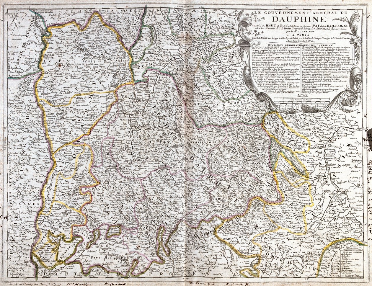 Dauphine (फ्रांस) का नक्शा (उत्कीर्णन) द्वारा जीन बैप्टिस्ट नोलिन