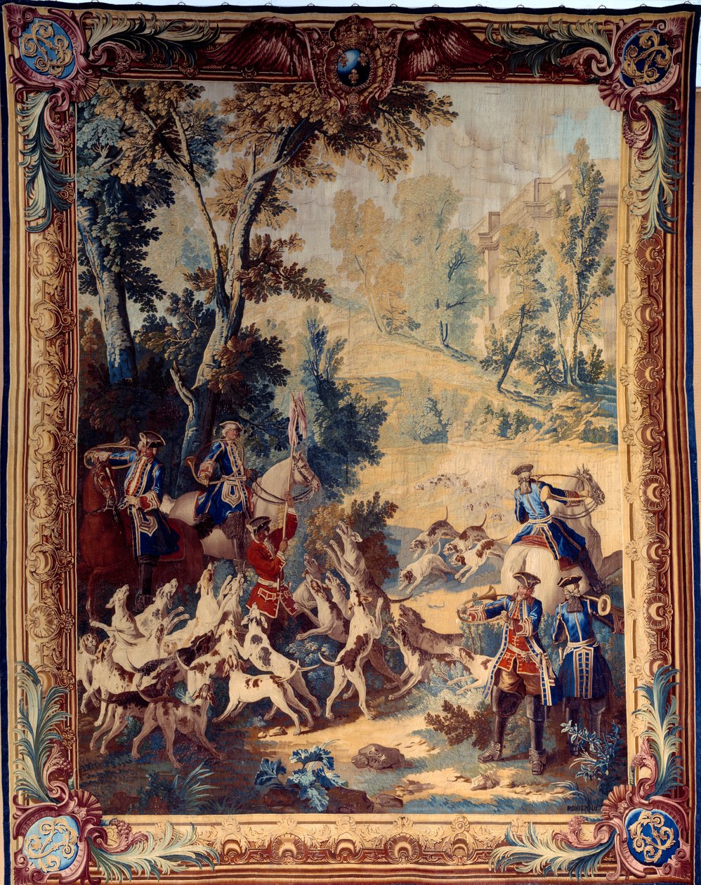 लुई XV द्वारा शिकार (1710-1774)। जीन बैप्टिस्ट ऑड्री द्वारा टेपेस्ट्री (1686-1755) द्वारा जीन बैप्टिस्ट ओड्री