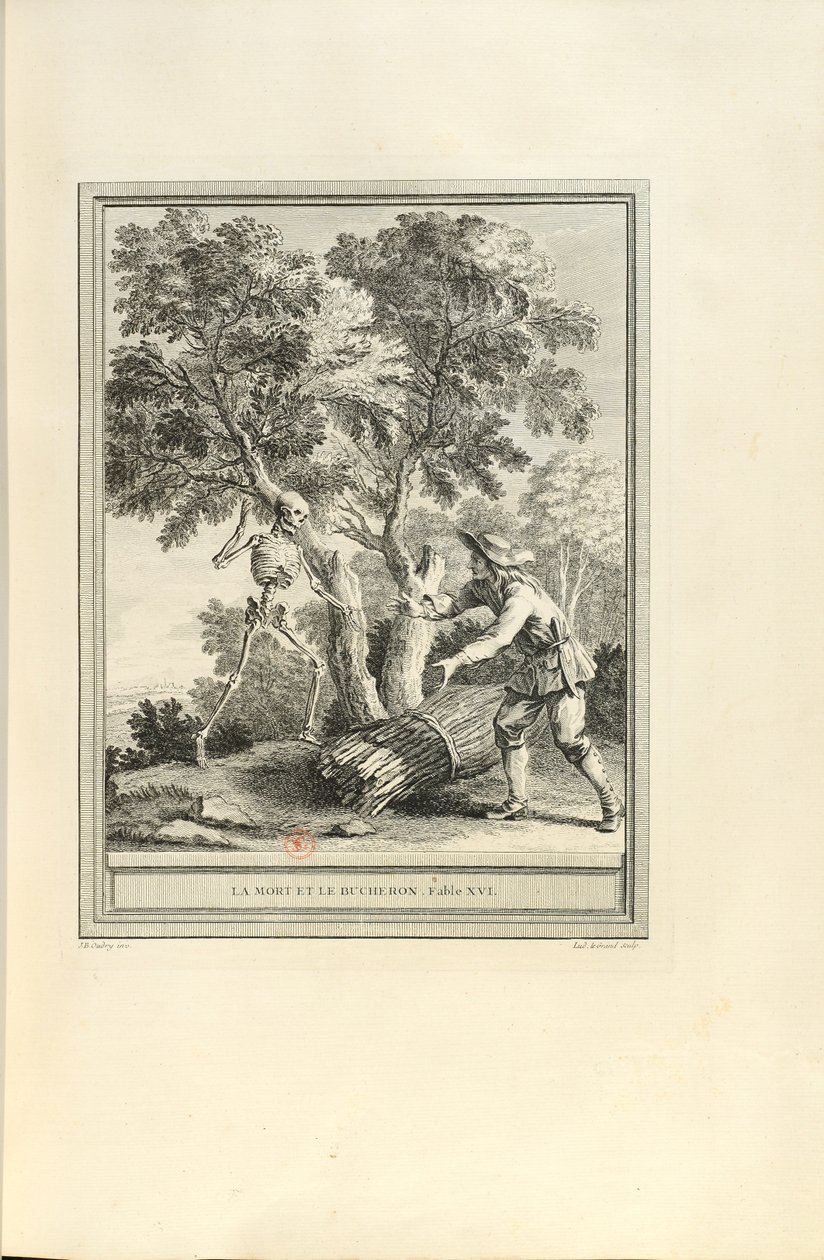 ला मोर्ट एट ले बुचरन द डेथ एंड द वुडकटर, 1755। द्वारा जीन बैप्टिस्ट ओड्री