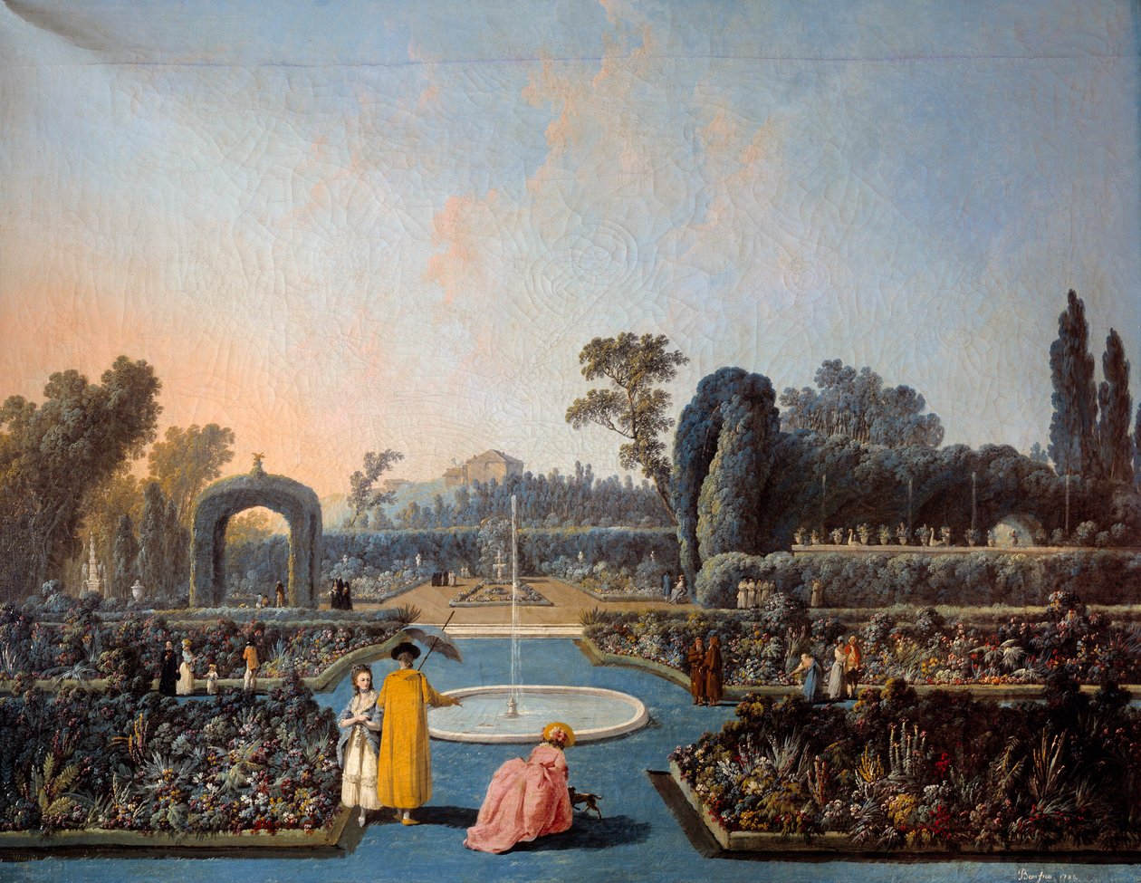 जीन पिल्मेंट (1728-1808) 1785 पेरिस, सजावटी कला द्वारा लिस्बन पेंटिंग में बेनफिका के उद्यान का दृश्य द्वारा जीन बैप्टिस्ट पेलमेंट