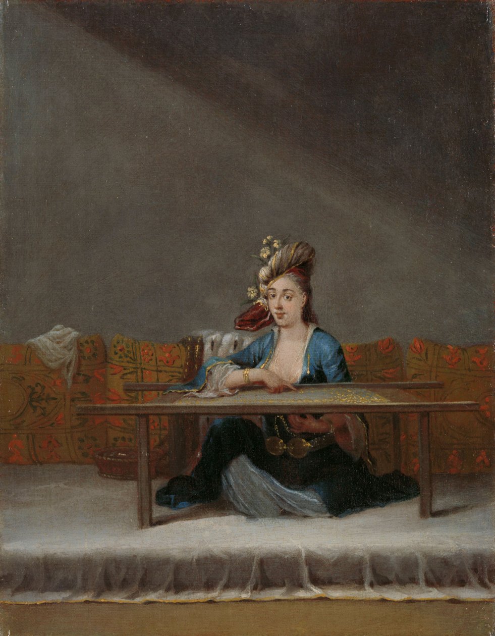उसके कढ़ाई फ्रेम में तुर्की महिला, c.1720-37 द्वारा जीन बैप्टिस्ट वेनमोर