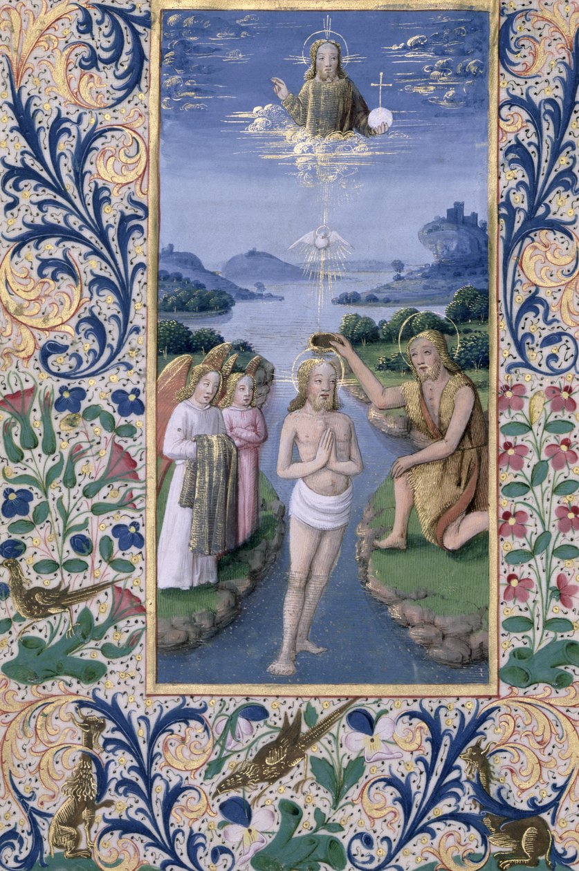 सुश्री लाट। QvI126 f.88v मसीह का बपतिस्मा, &39;बुक ऑफ ऑवर्स ऑफ लुई डी&39;ओर्लेंस&39;, 1469 द्वारा जीन कोलम्बे
