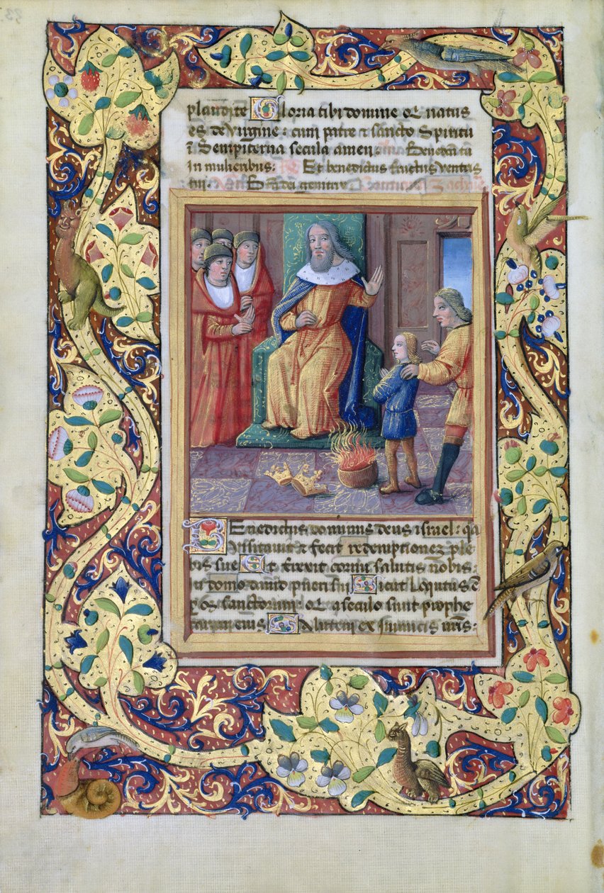 सुश्री लाट। QvI126 fol.23v यूसुफ ने फिरौन के सपनों की व्याख्या की, लुईस की किताबों से घंटे dOrlive, 1490 द्वारा जीन कोलम्बे
