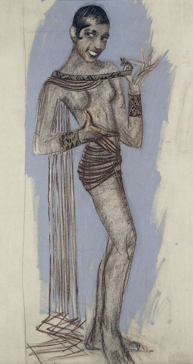 जोसेफीन बेकर - एक महत्वपूर्ण लाह पैनल के लिए एक मैक्वेट, c.1927 (कागज पर पेंसिल) द्वारा जीन डुनंड