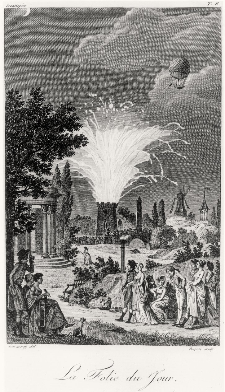 जार्डिन डे टिवोली में आतशबाज़ी का प्रदर्शन, c.1826 द्वारा जीन फ्रेंकोइस गार्नेरे
