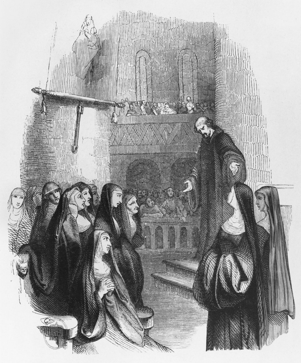 Paraclete में एबेलार्ड उपदेश, &39;लेट्रेस डी-हेलोइस एट डीबेलार्ड&39;, 1839 (उत्कीर्णन) (बीडब्ल्यू फोटो) से चित्रण द्वारा जीन फ्रेंकोइस गिगौक्स