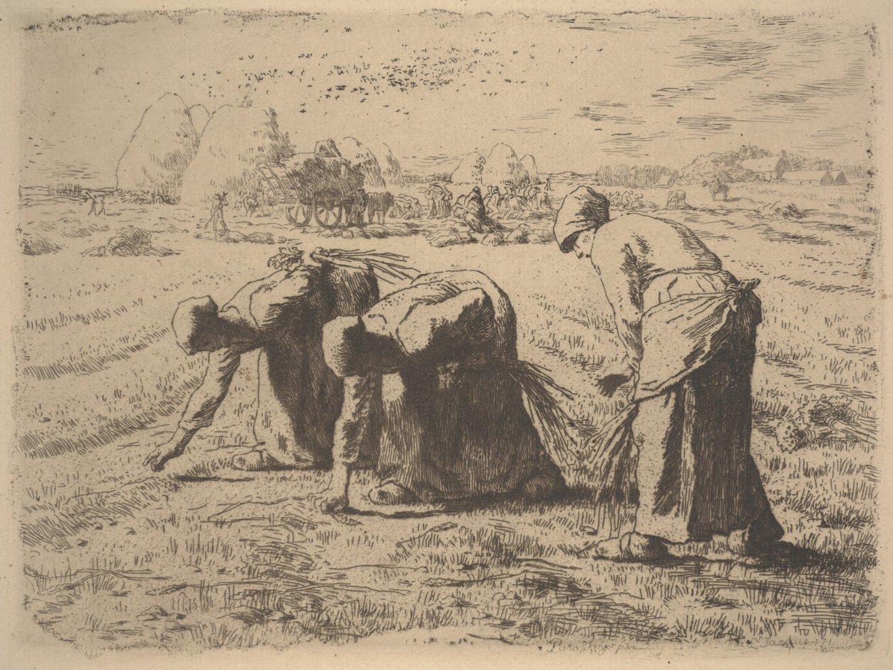 द ग्लीनर्स, c.1855 (नक़्क़ाशी) द्वारा जीन फ्रेंकोइस बाजरा