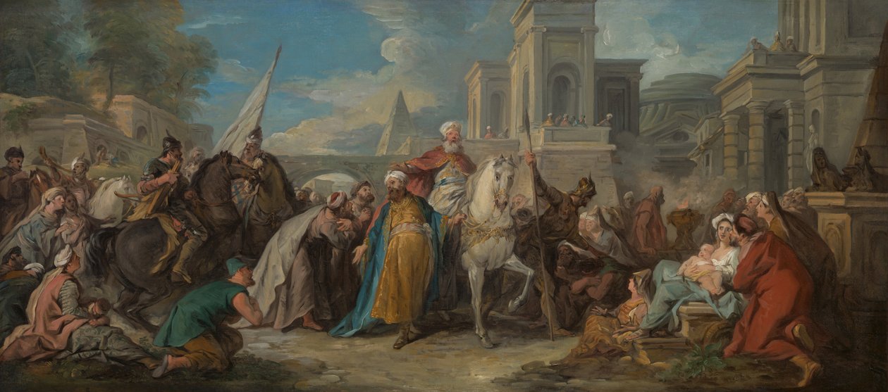 मोर्दकै की विजय, c.1736 (कैनवास पर तेल) द्वारा जीन फ्रेंकोइस डे ट्रॉय