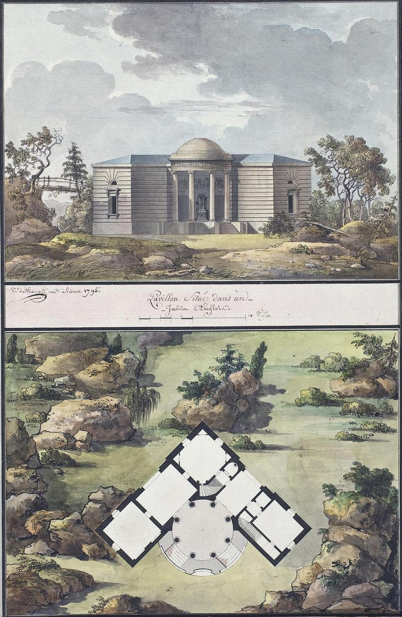 अंग्रेजी उद्यान में मंडप, 1795 द्वारा जीन फ्रांस्वा थॉमस डी थॉमन