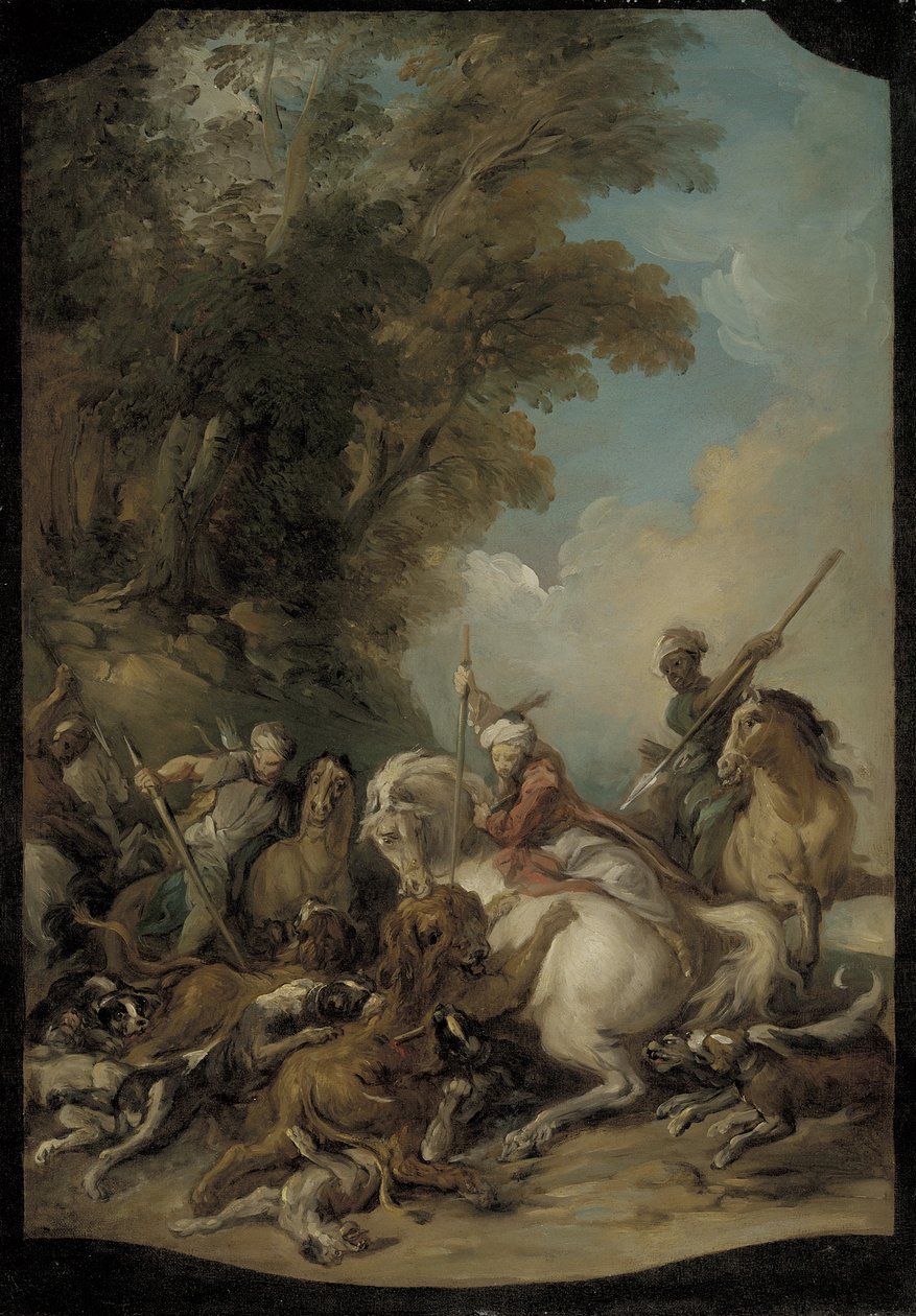 द लायन हंट, 1735 द्वारा जीन फ्रेंकोइस डे ट्रॉय